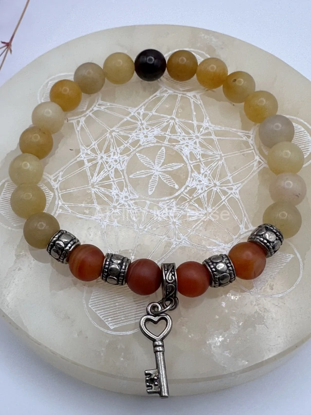 Náramek karneol, achát, granát