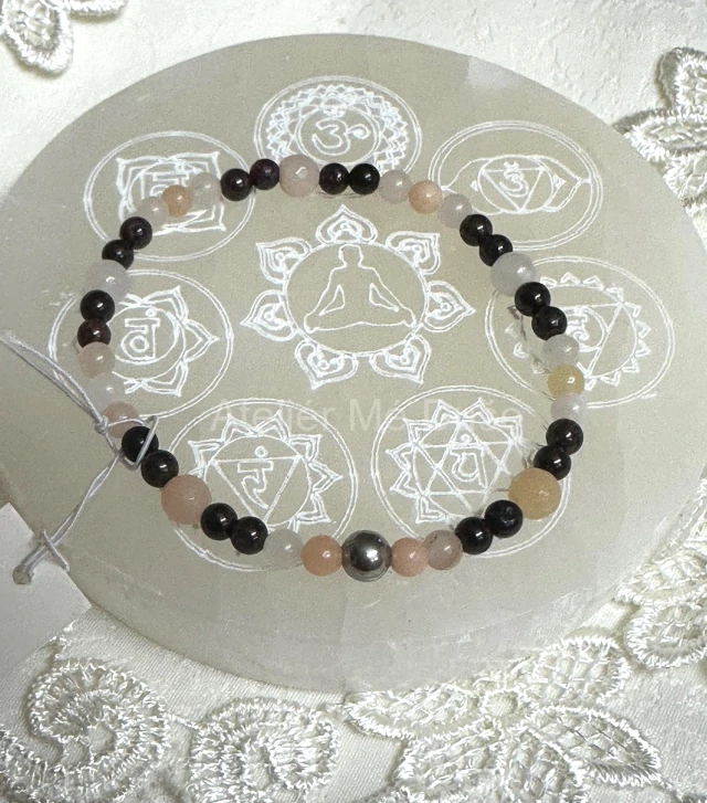 Náramek granát, avanturín, růženín